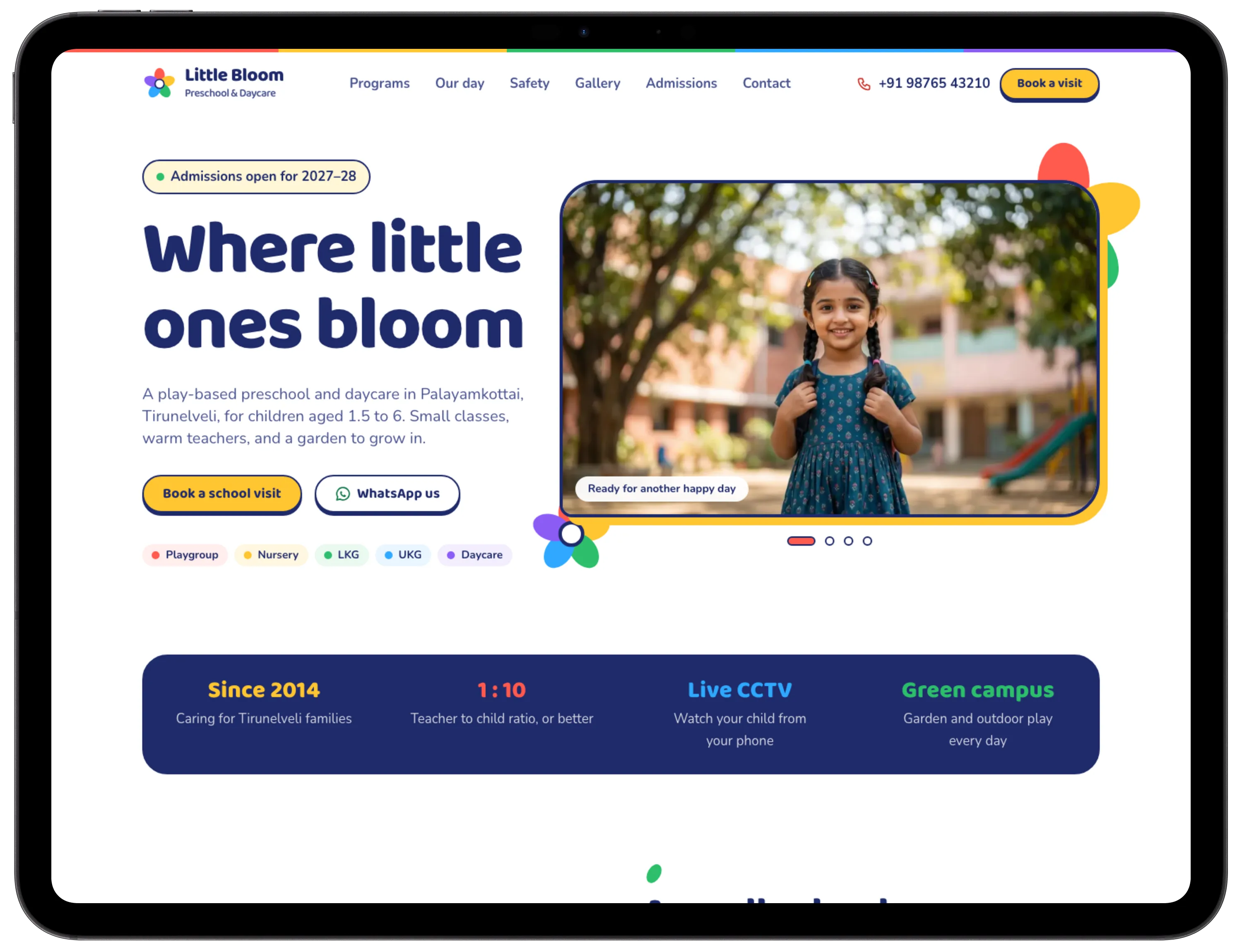Little Bloom Preschool on a tablet, landscape