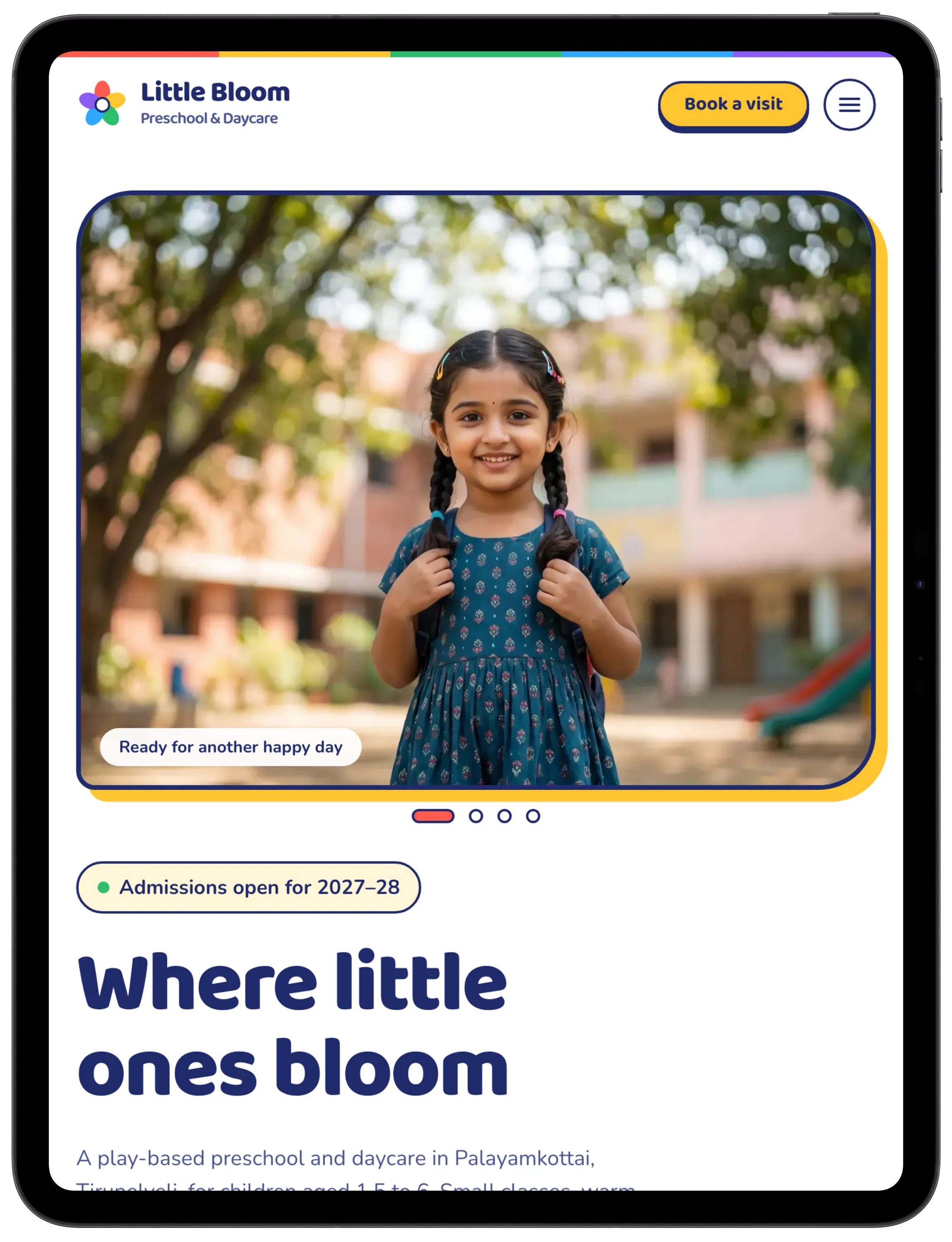 Little Bloom Preschool on a tablet, portrait