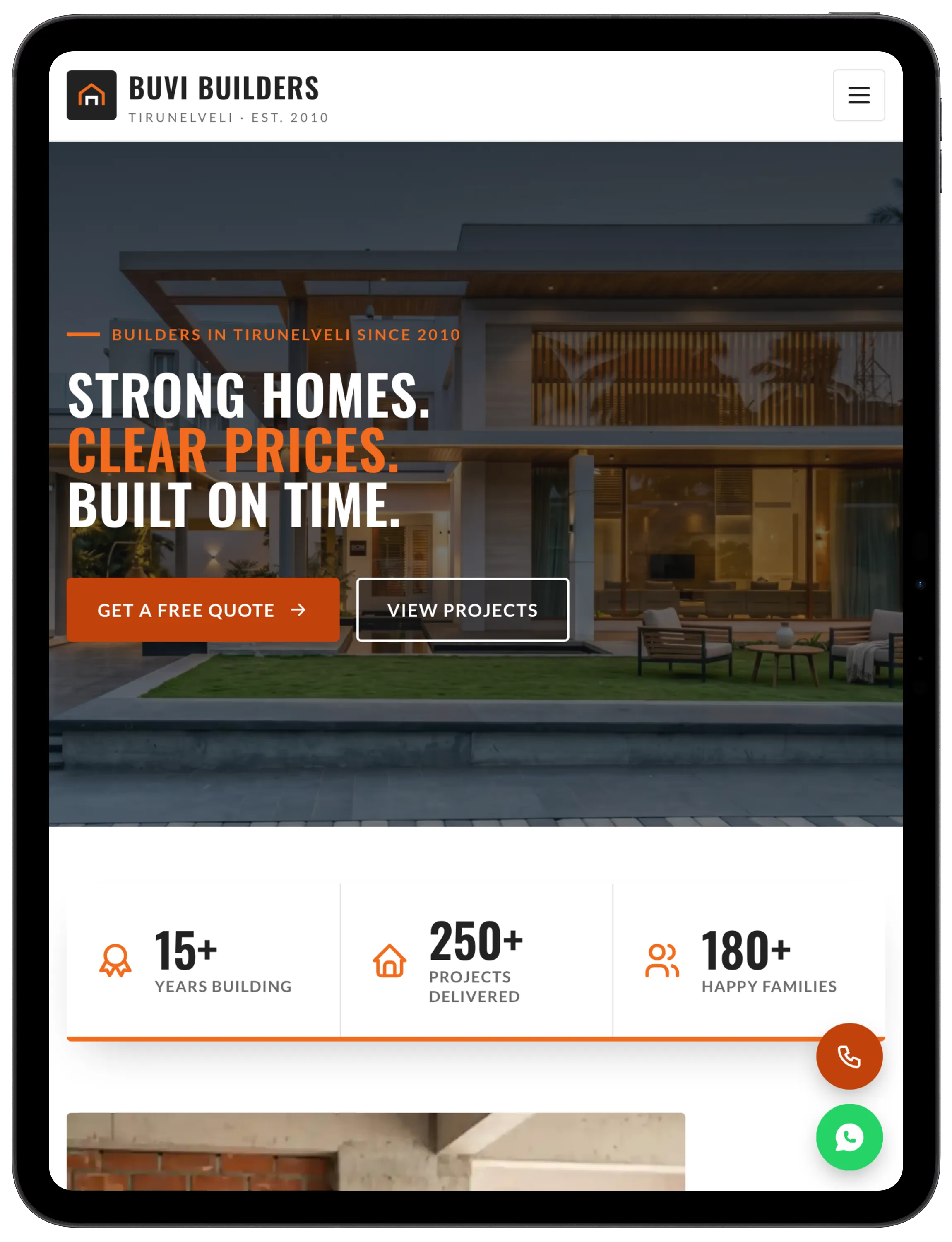 Buvi Builders on a tablet, portrait